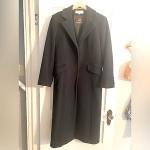 Larry Levine Long Black Coat 100% Merino Wool Size 10P